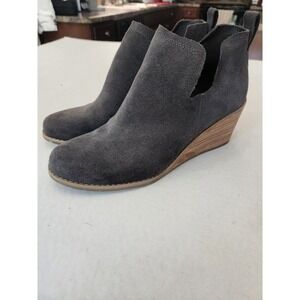TOMS Suede Wedge Booties Ankle‎ Boots Gray Womens Shoes